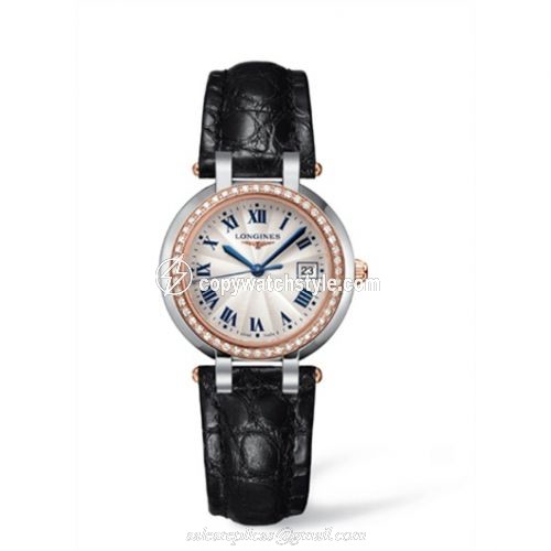 Longines PrimaLuna Quartz 30 Two Tone Pink Diamond Leather L8.112.5.79.2 Longines PrimaLuna Quartz 30 Two Tone Pink Diamond Leather L8.112.5.79.2