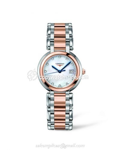 Longines PrimaLuna Quartz 30 Two Tone Pink MOP L8.112.5.87.6 Longines PrimaLuna Quartz 30 Two Tone Pink MOP L8.112.5.87.6