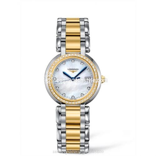 Longines PrimaLuna Quartz 30 Two Tone Diamond MOP L8.112.5.97.6