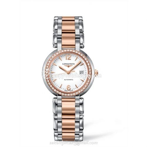 Longines PrimaLuna Automatic 30 Two Tone Pink Diamond Arabic L8.113.5.19.6