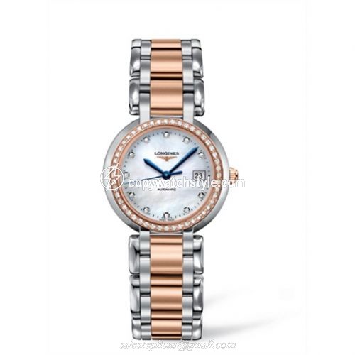 Longines PrimaLuna Automatic 30 Two Tone Pink Diamond MOP L8.113.5.89.6