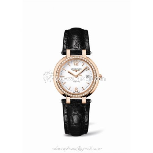 Longines PrimaLuna Automatic 30 Pink Gold Diamond Leather Arabic L8.113.9.16.2 Longines PrimaLuna Automatic 30 Pink Gold Diamond Leather Arabic L8.113.9.16.2