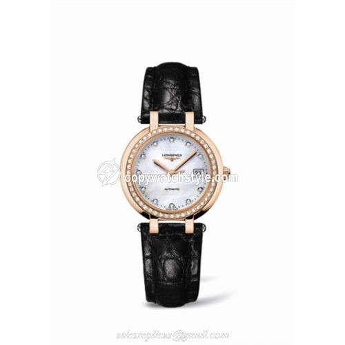 Longines PrimaLuna Automatic 30 Pink Gold Diamond Leather MOP L8.113.9.87.2 Longines PrimaLuna Automatic 30 Pink Gold Diamond Leather MOP L8.113.9.87.2