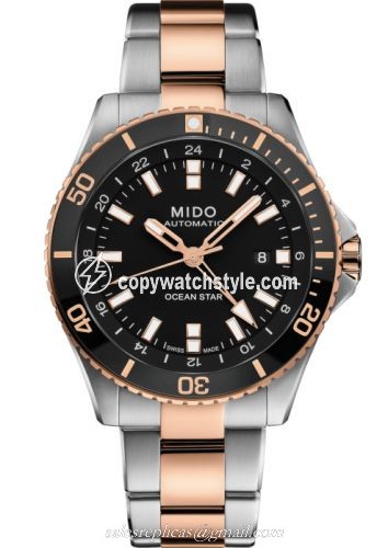 Mido Ocean Star GMT Stainless Steel / Rose Gold / Black / Bracelet M026.629.22.051.00