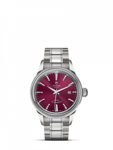 Tudor Style 28 Stainless Steel / Burgundy / Bracelet M12100-0011