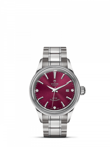 Tudor Style 28 Stainless Steel / Burgundy-Diamond / Bracelet M12100-0015 Tudor Style 28 Stainless Steel / Burgundy-Diamond / Bracelet M12100-0015