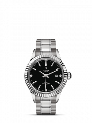 Tudor Style 28 Stainless Steel / Fluted / Black-Diamond / Bracelet M12110-0009 Tudor Style 28 Stainless Steel / Fluted / Black-Diamond / Bracelet M12110-0009