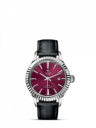 Tudor Style 28 Stainless Steel / Fluted / Burgundy / Strap M12110-0028 Tudor Style 28 Stainless Steel / Fluted / Burgundy / Strap M12110-0028