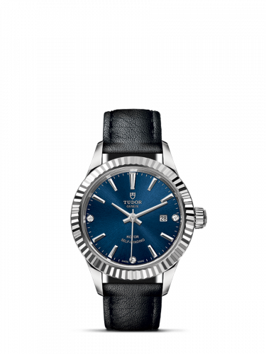 Tudor Style 28 Stainless Steel / Fluted / Blue-Diamond / Strap M12110-0029 Tudor Style 28 Stainless Steel / Fluted / Blue-Diamond / Strap M12110-0029