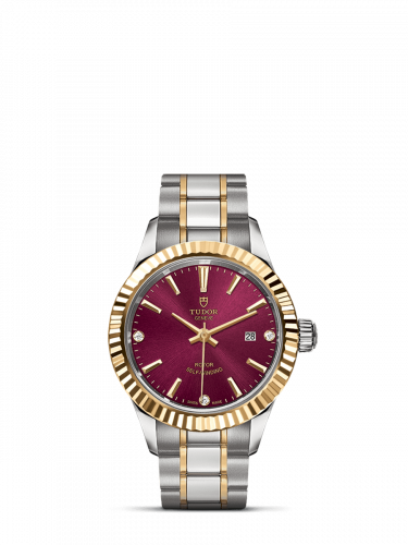 Tudor Style 28 Stainless Steel / Yellow Gold / Fluted / Burgundy-Diamond / Bracelet M12113-0015 Tudor Style 28 Stainless Steel / Yellow Gold / Fluted / Burgundy-Diamond / Bracelet M12113-0015
