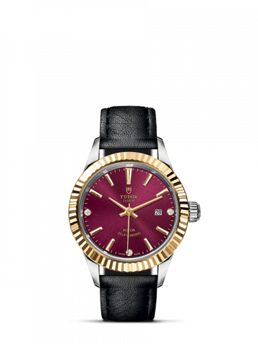 Tudor Style 28 Stainless Steel / Yellow Gold / Fluted / Burgundy-Diamond / Strap M12113-0026 Tudor Style 28 Stainless Steel / Yellow Gold / Fluted / Burgundy-Diamond / Strap M12113-0026