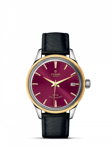 Tudor Style 34 Stainless Steel / Yellow Gold / Burgundy / Strap M12303-0014 Tudor Style 34 Stainless Steel / Yellow Gold / Burgundy / Strap M12303-0014