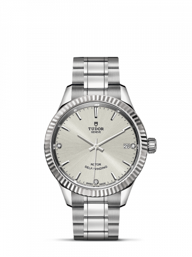 Tudor Style 34 Stainless Steel / Fluted / Silver-Diamond / Bracelet M12310-0007 Tudor Style 34 Stainless Steel / Fluted / Silver-Diamond / Bracelet M12310-0007