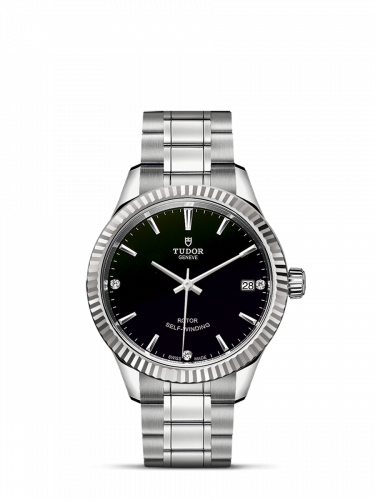Tudor Style 34 Stainless Steel / Fluted / Black-Diamond / Bracelet M12310-0009 Tudor Style 34 Stainless Steel / Fluted / Black-Diamond / Bracelet M12310-0009