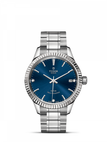 Tudor Style 34 Stainless Steel / Fluted / Blue-Diamond / Bracelet M12310-0017 Tudor Style 34 Stainless Steel / Fluted / Blue-Diamond / Bracelet M12310-0017