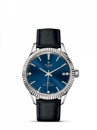 Tudor Style 34 Stainless Steel / Fluted / Blue-Diamond / Strap M12310-0029 Tudor Style 34 Stainless Steel / Fluted / Blue-Diamond / Strap M12310-0029