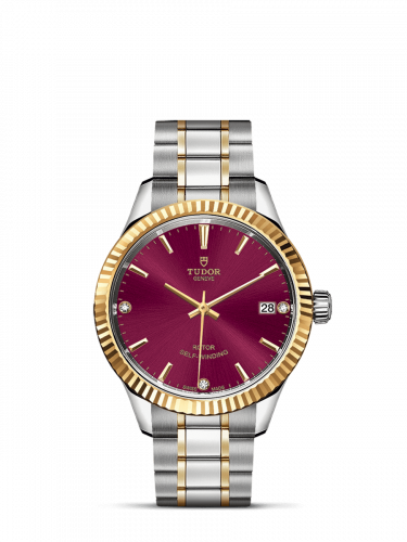 Tudor Style 34 Stainless Steel / Yellow Gold / Fluted / Burgundy-Diamond / Bracelet M12313-0015 Tudor Style 34 Stainless Steel / Yellow Gold / Fluted / Burgundy-Diamond / Bracelet M12313-0015