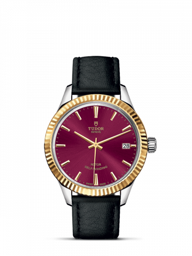 Tudor Style 34 Stainless Steel / Yellow Gold / Fluted / Burgundy / Strap M12313-0023 Tudor Style 34 Stainless Steel / Yellow Gold / Fluted / Burgundy / Strap M12313-0023