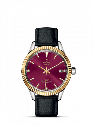 Tudor Style 34 Stainless Steel / Yellow Gold / Fluted / Burgundy-Diamond / Strap M12313-0024 Tudor Style 34 Stainless Steel / Yellow Gold / Fluted / Burgundy-Diamond / Strap M12313-0024