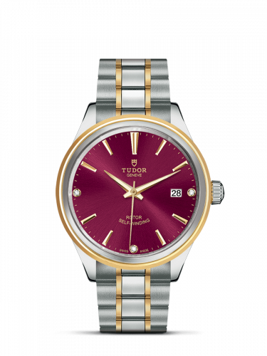 Tudor Style 38 Stainless Steel / Yellow Gold / Burgundy-Diamond / Bracelet M12503-0015 Tudor Style 38 Stainless Steel / Yellow Gold / Burgundy-Diamond / Bracelet M12503-0015