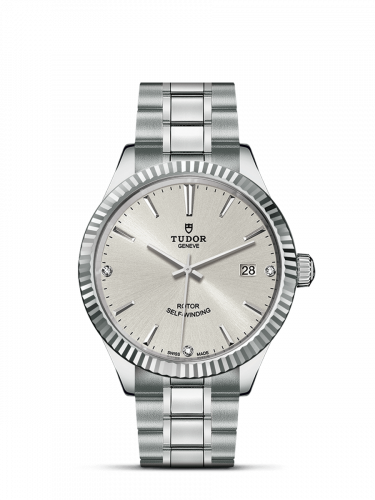 Tudor Style 38 Stainless Steel / Fluted / Silver-Diamond / Bracelet M12510-0007 Tudor Style 38 Stainless Steel / Fluted / Silver-Diamond / Bracelet M12510-0007