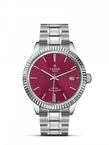Tudor Style 38 Stainless Steel / Fluted / Burgundy / Bracelet M12510-0015 Tudor Style 38 Stainless Steel / Fluted / Burgundy / Bracelet M12510-0015