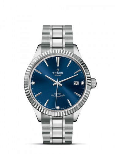 Tudor Style 38 Stainless Steel / Fluted / Blue-Diamond / Bracelet M12510-0017