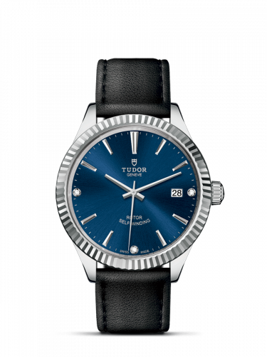 Tudor Style 38 Stainless Steel / Fluted / Blue-Diamond / Strap M12510-0029 Tudor Style 38 Stainless Steel / Fluted / Blue-Diamond / Strap M12510-0029