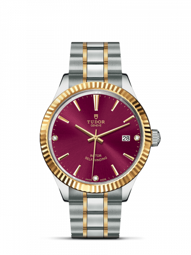 Tudor Style 38 Stainless Steel / Yellow Gold / Fluted / Burgundy-Diamond / Bracelet M12513-0015 Tudor Style 38 Stainless Steel / Yellow Gold / Fluted / Burgundy-Diamond / Bracelet M12513-0015