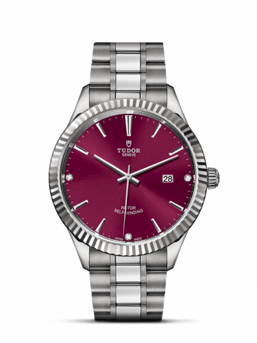 Tudor Style 41 Stainless Steel / Fluted / Burgundy-Diamond / Bracelet M12710-0019 Tudor Style 41 Stainless Steel / Fluted / Burgundy-Diamond / Bracelet M12710-0019