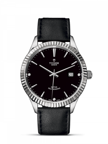Tudor Style 41 Stainless Steel / Fluted / Black-Diamond / Strap M12710-0025 Tudor Style 41 Stainless Steel / Fluted / Black-Diamond / Strap M12710-0025