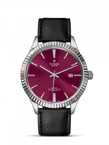 Tudor Style 41 Stainless Steel / Fluted / Burgundy / Strap M12710-0028 Tudor Style 41 Stainless Steel / Fluted / Burgundy / Strap M12710-0028