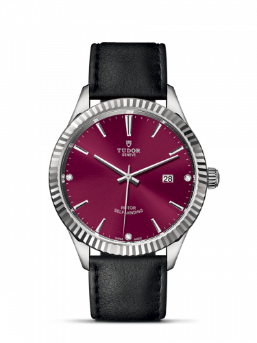 Tudor Style 41 Stainless Steel / Fluted / Burgundy-Diamond / Strap M12710-0030 Tudor Style 41 Stainless Steel / Fluted / Burgundy-Diamond / Strap M12710-0030