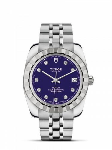 Tudor Classic 38 Stainless Steel / Fluted / Blue-Diamond / Bracelet M21010-0011