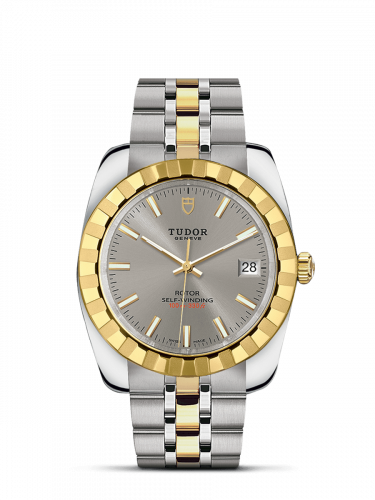 Tudor Classic 38 Stainless Steel / Yellow Gold / Fluted / Silver / Bracelet M21013-0001