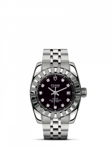 Tudor Classic 28 Stainless Steel / Fluted / Black-Diamond / Bracelet M22010-0012 Tudor Classic 28 Stainless Steel / Fluted / Black-Diamond / Bracelet M22010-0012