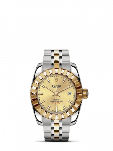 Tudor Classic 28 Stainless Steel / Yellow Gold / Fluted / Champagne / Bracelet M22013-0002