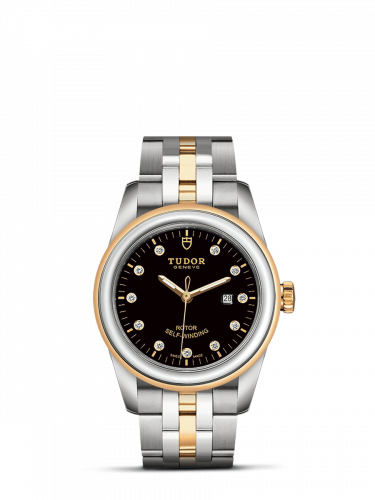 Tudor Glamour Date 31 Stainless Steel / Yellow Gold / Black-Diamond / Bracelet M53003-0008