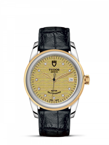 Tudor Glamour Date 36 Stainless Steel / Yellow Gold / Jacquard Champagne-Diamond / Strap M55003-0068