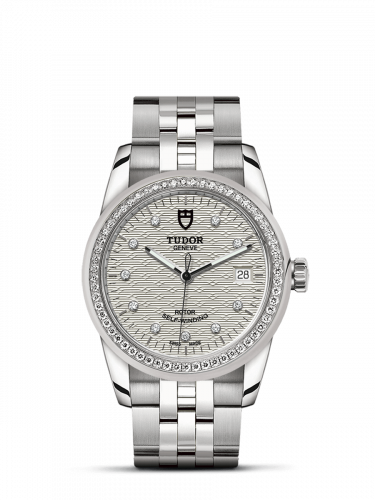 Tudor Glamour Date 36 Stainless Steel / Diamond / Jacquard Silver-Diamond / Bracelet M55020-0001 Tudor Glamour Date 36 Stainless Steel / Diamond / Jacquard Silver-Diamond / Bracelet M55020-0001