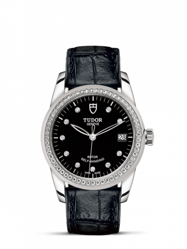 Tudor Glamour Date 36 Stainless Steel / Diamond / Black-Diamond / Strap M55020-0053 Tudor Glamour Date 36 Stainless Steel / Diamond / Black-Diamond / Strap M55020-0053