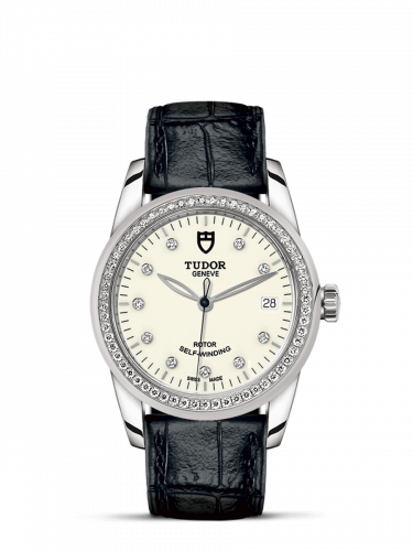 Tudor Glamour Date 36 Stainless Steel / Diamond / Opaline-Diamond / Strap M55020-0108
