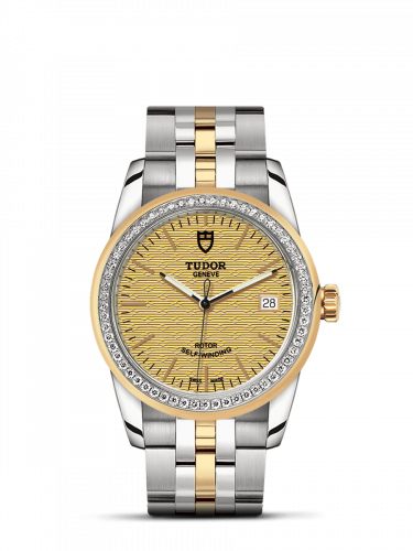 Tudor Glamour Date 36 Stainless Steel / Yellow Gold / Diamond / Jacquard Champagne / Bracelet M55023-0027
