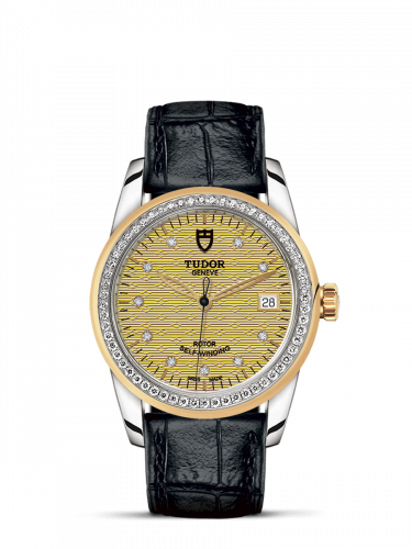 Tudor Glamour Date 36 Stainless Steel / Yellow Gold / Diamond / Jacquard Champagne-Diamond / Strap M55023-0052 Tudor Glamour Date 36 Stainless Steel / Yellow Gold / Diamond / Jacquard Champagne-Diamond / Strap M55023-0052