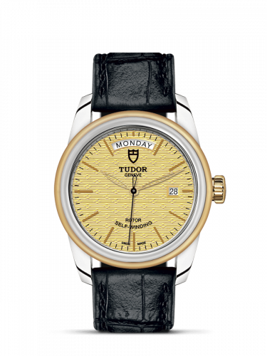 Tudor Glamour Day + Date Stainless Steel / Yellow Gold / Jacquard Champagne / Strap M56003-0010