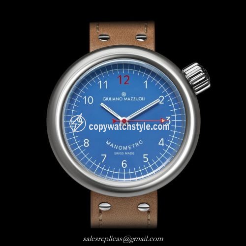 Giuliano Mazzuoli Manometro Brushed / Blue MRB03N Giuliano Mazzuoli Manometro Brushed / Blue MRB03N