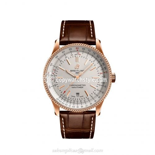 Breitling Navitimer Automatic 41 Automatic Red Gold / Silver / Croco / Pin R17326211G1P1 Breitling Navitimer Automatic 41 Automatic Red Gold / Silver / Croco / Pin R17326211G1P1