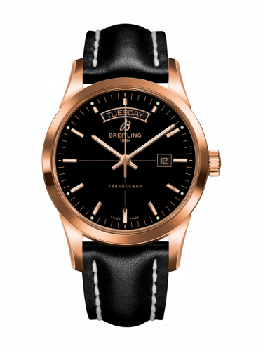 Breitling Transocean Day & Date Red Gold / Black / Calf / Pin R4531012/BB70/435X/R20BA.1
