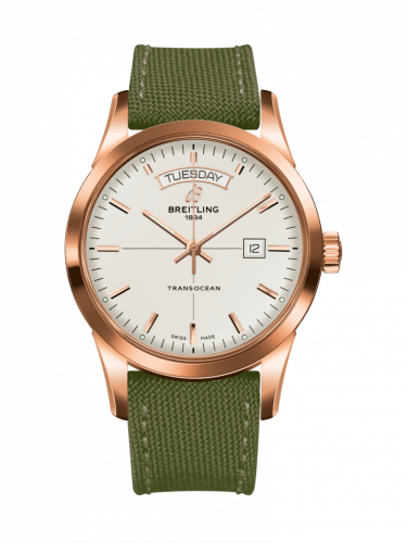 Breitling Transocean Day & Date Red Gold / Silver / Military / Pin R4531012/G752/106W/R20BA.1 Breitling Transocean Day & Date Red Gold / Silver / Military / Pin R4531012/G752/106W/R20BA.1