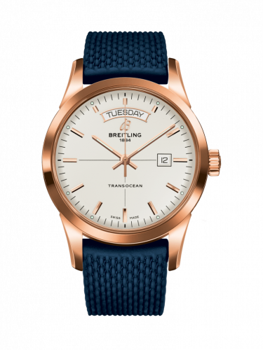 Breitling Transocean Day & Date Red Gold / Silver / Rubber / Folding R4531012/G752/281S/R20D.3 Breitling Transocean Day & Date Red Gold / Silver / Rubber / Folding R4531012/G752/281S/R20D.3